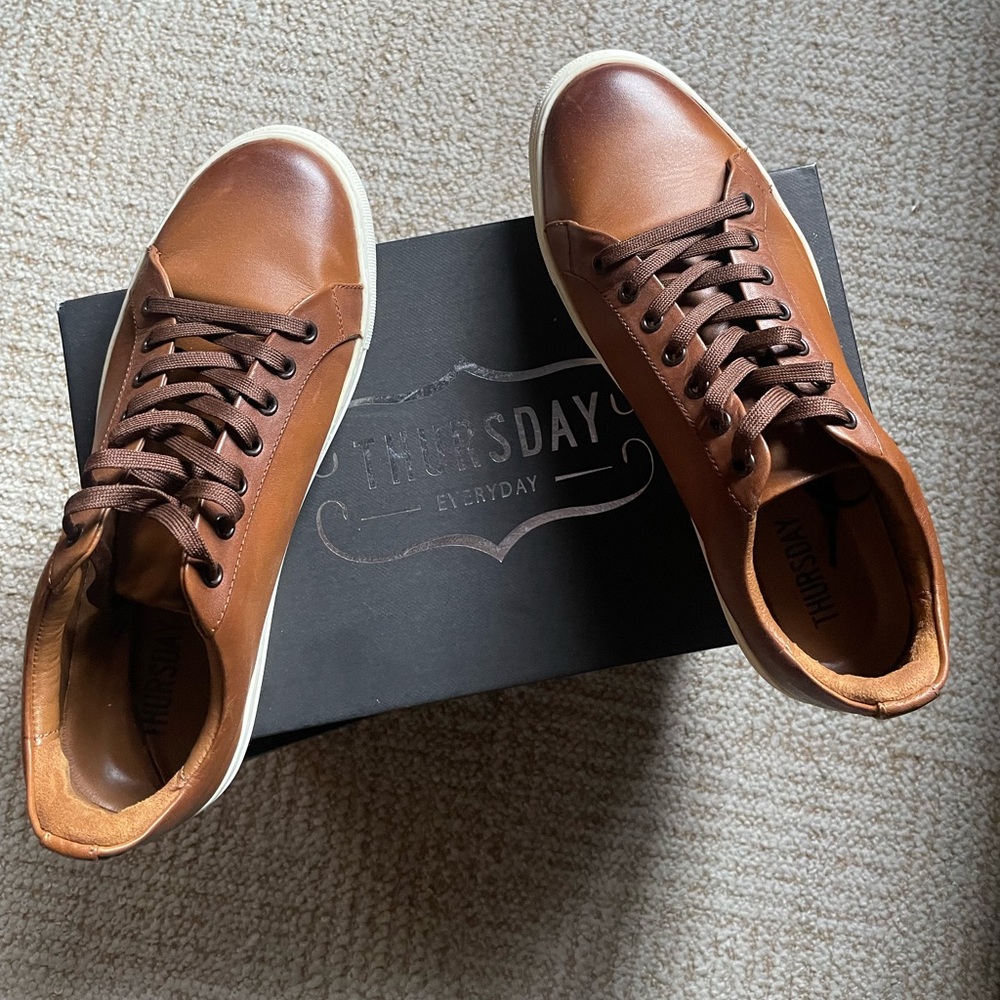 Thursday Premier Low Top Brown Leather Sneakers